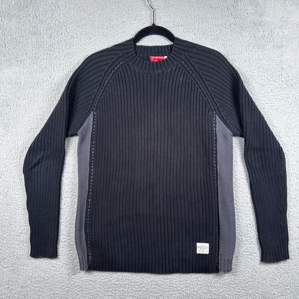 Y2K Vintage‎ Guess Ribbed Knit Crewneck Thick Sweater Men's L Streetwear Grunge